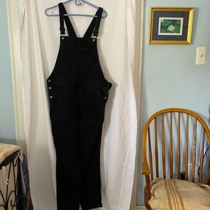 Old Navy Womens Distressed Black Ankle Length Tapered Overalls 14 T Tall